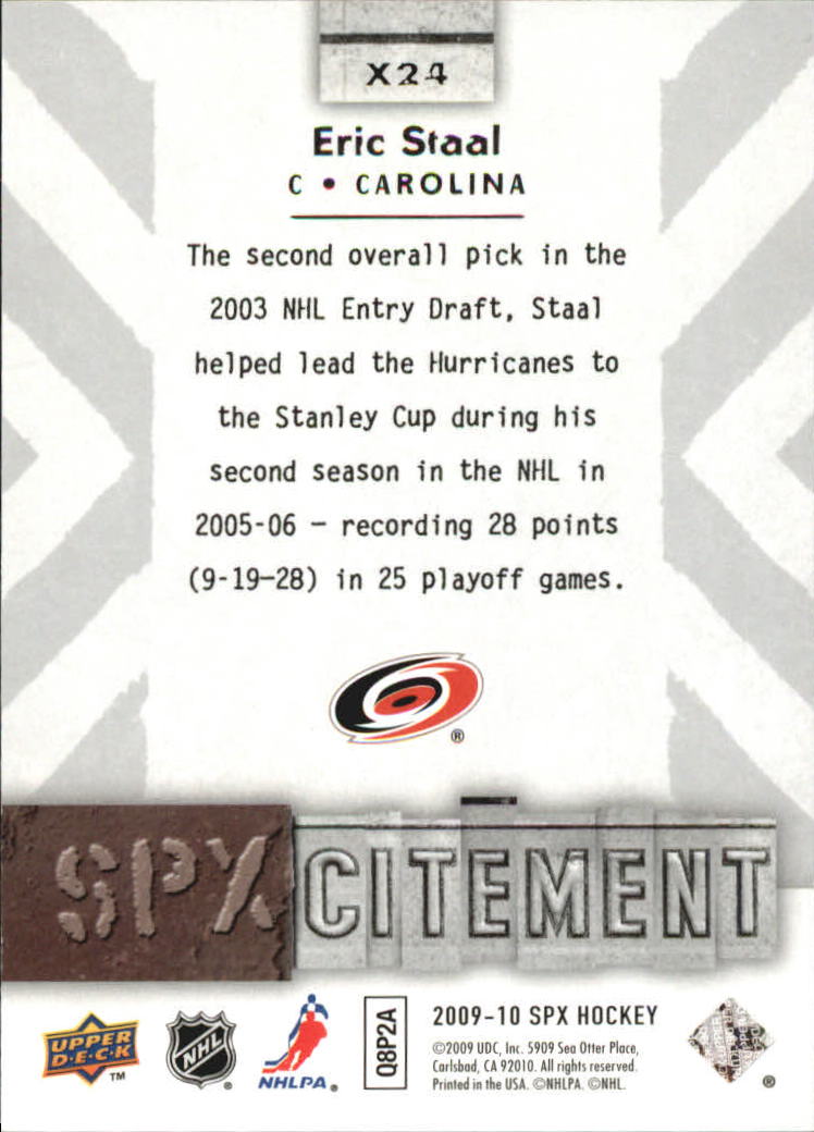 2009-10 SPx SPXcitement #X24 Eric Staal back image