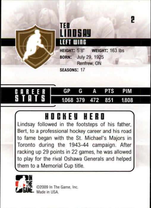 2009-10 ITG Heroes and Prospects #2 Ted Lindsay back image