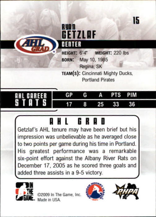 2009-10 ITG Heroes and Prospects #15 Ryan Getzlaf back image