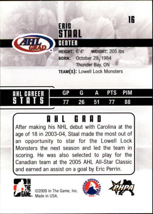 2009-10 ITG Heroes and Prospects #16 Eric Staal back image