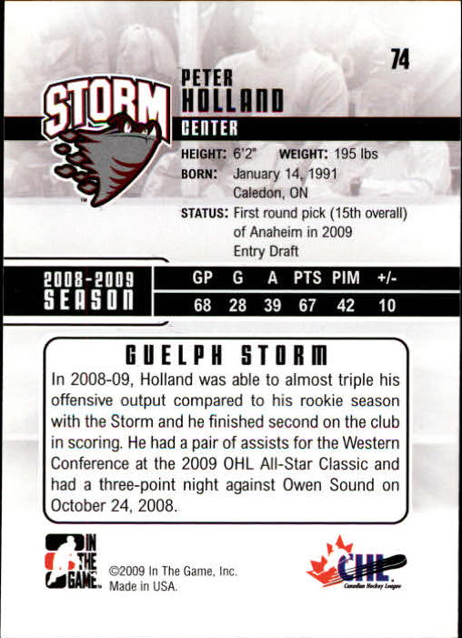 2009-10 ITG Heroes and Prospects #74 Peter Holland back image