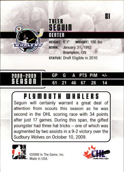 2009-10 ITG Heroes and Prospects #81 Tyler Seguin back image