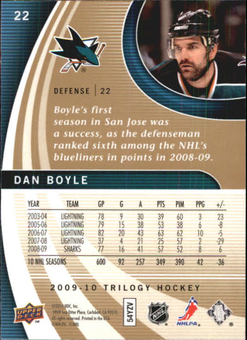 2009-10 Upper Deck Trilogy #22 Dan Boyle back image