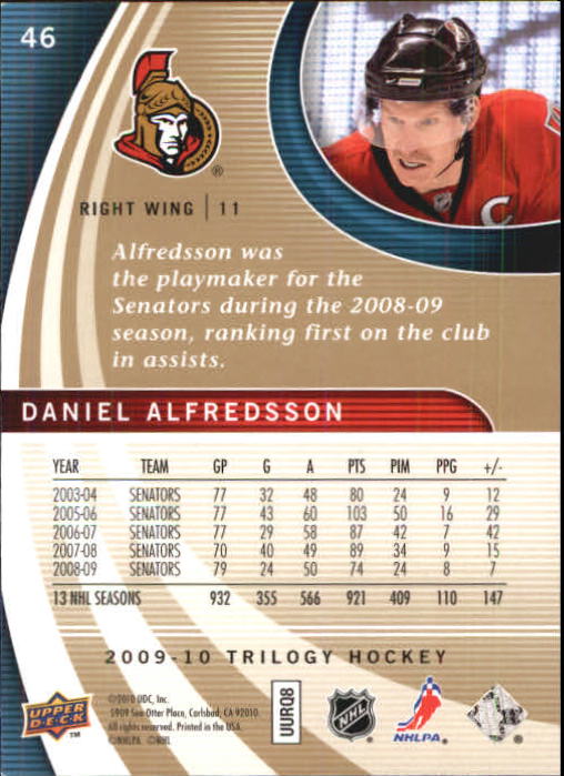 2009-10 Upper Deck Trilogy #46 Daniel Alfredsson back image
