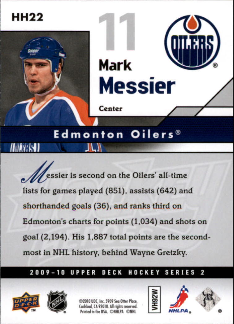 2009-10 Upper Deck Hockey Heroes Mark Messier #HH22 Mark Messier back image