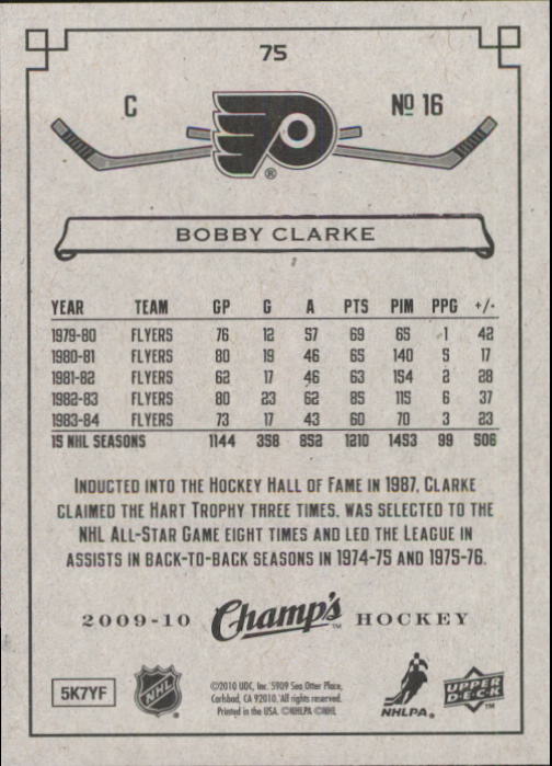 2009-10 Upper Deck Champ's #75 Bobby Clarke back image