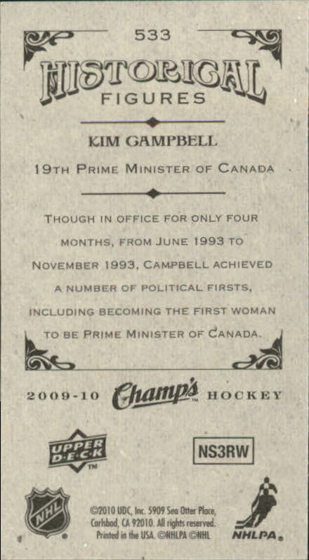 2009-10 Upper Deck Champ's #533 Kim Campbell back image