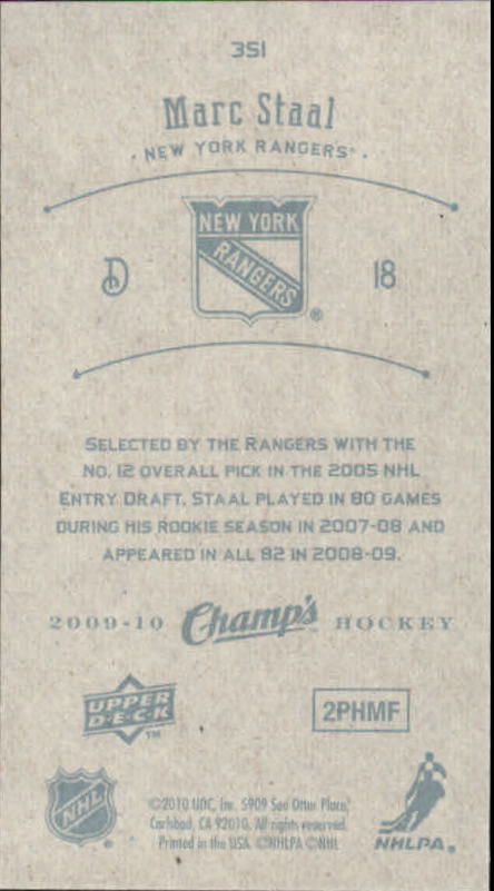 2009-10 Upper Deck Champ's Mini Blue Backs #351 Marc Staal