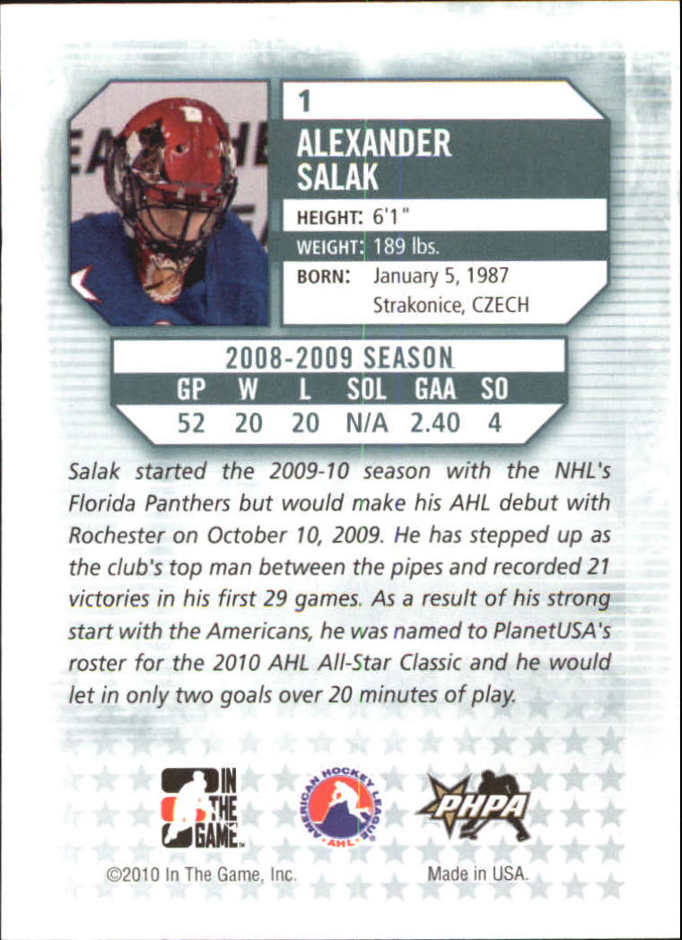 2009-10 Between The Pipes #1 Alexander Salak back image