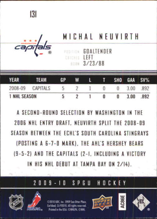 2009-10 SP Game Used #131 Michal Neuvirth RC back image