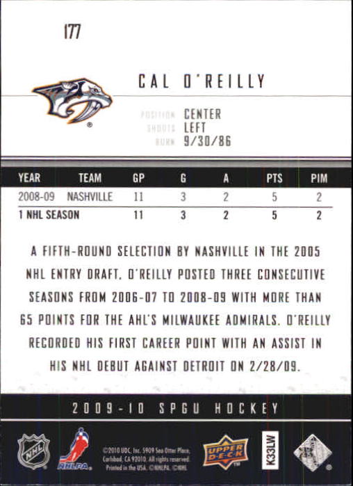2009-10 SP Game Used #177 Cal O'Reilly RC back image