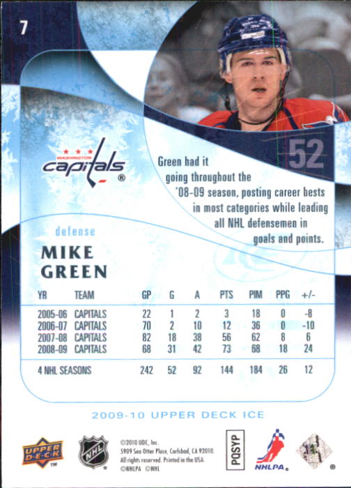 2009-10 Upper Deck Ice #7 Mike Green back image