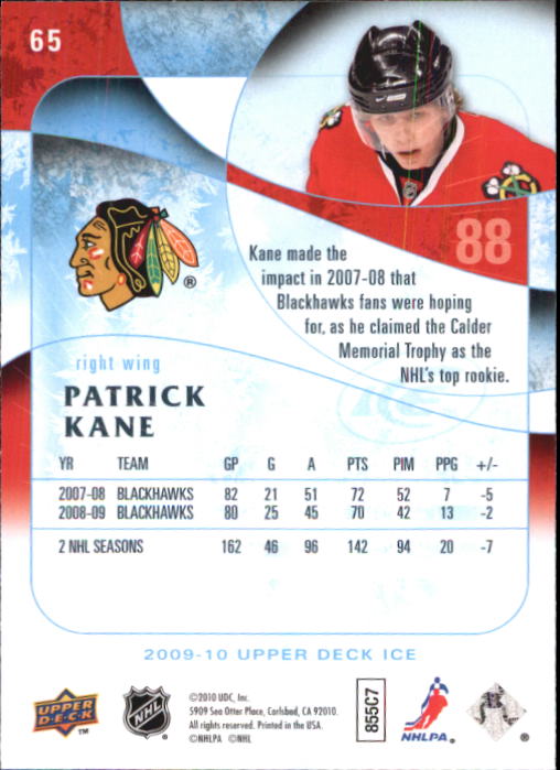 2009-10 Upper Deck Ice #65 Patrick Kane back image