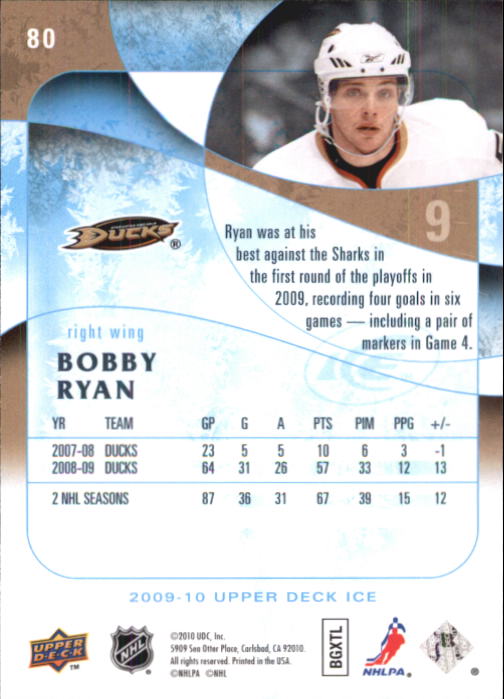 2009-10 Upper Deck Ice #80 Bobby Ryan back image
