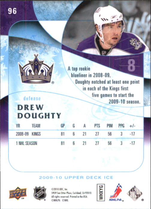 2009-10 Upper Deck Ice #96 Drew Doughty back image