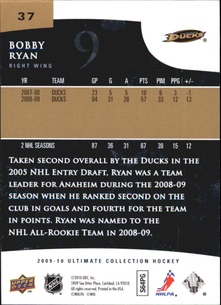 2009-10 Ultimate Collection #37 Bobby Ryan back image