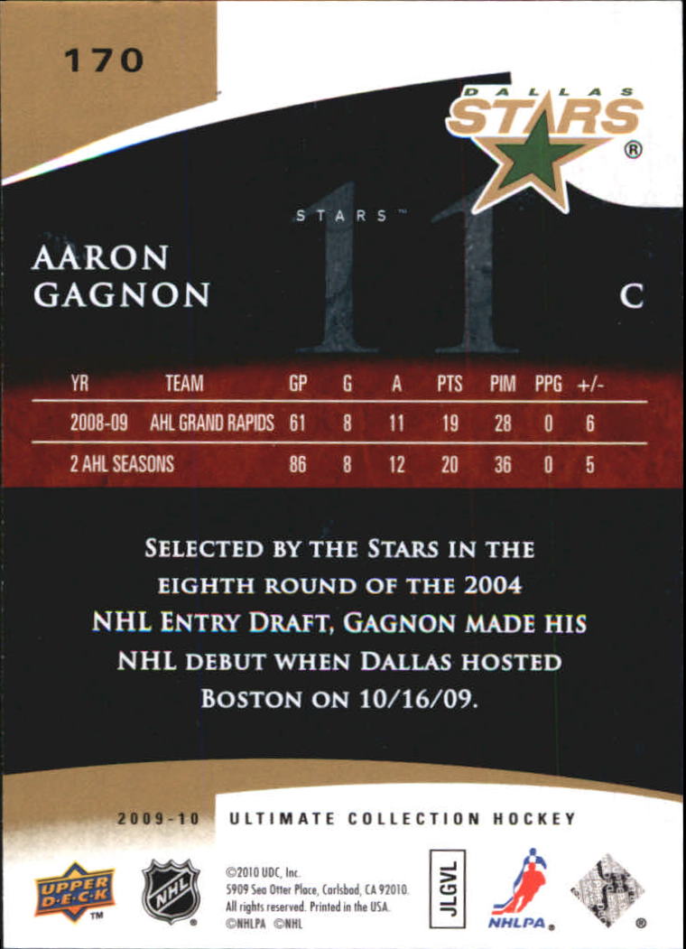2009-10 Ultimate Collection #170 Aaron Gagnon RC back image