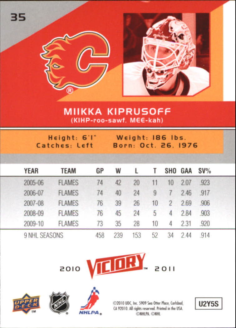 2010-11 Upper Deck Victory #35 Miikka Kiprusoff back image