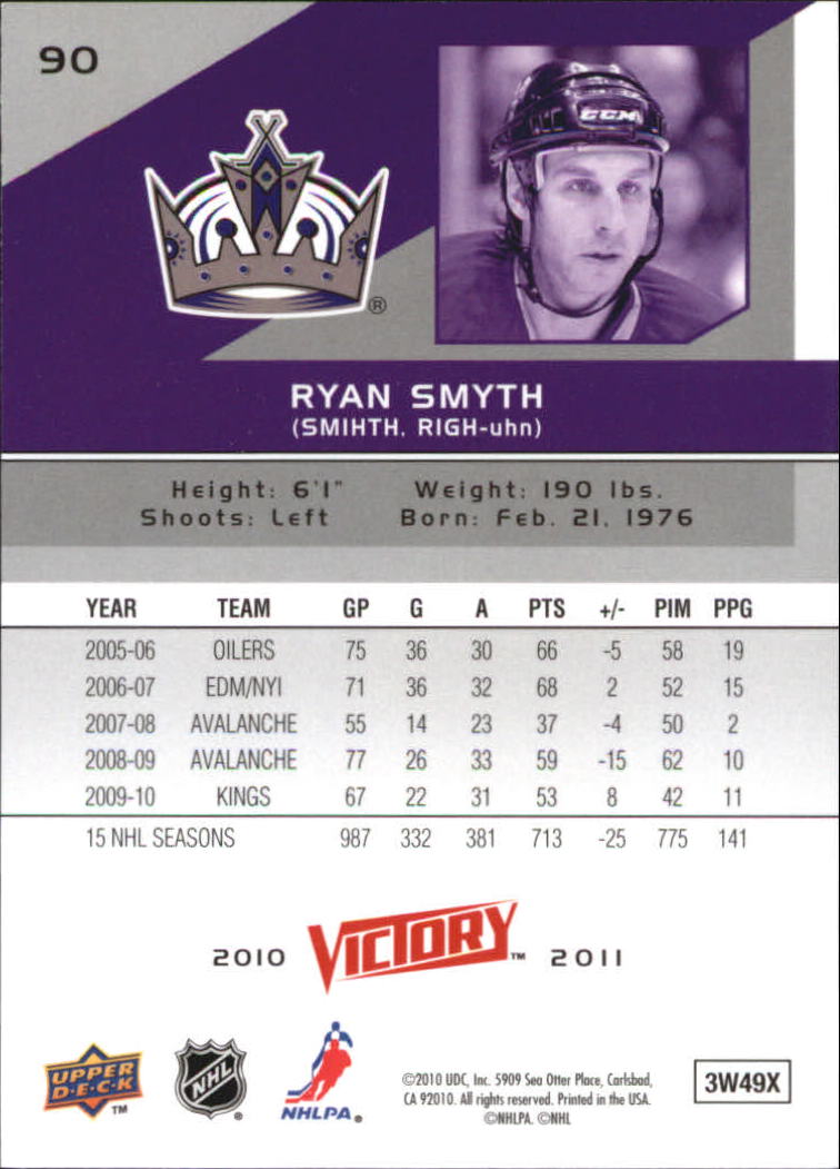 2010-11 Upper Deck Victory #90 Ryan Smyth back image