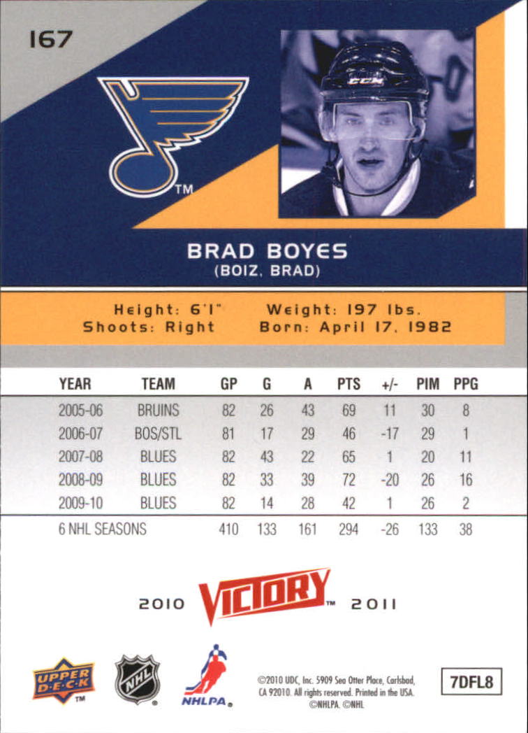 2010-11 Upper Deck Victory #167 Brad Boyes back image