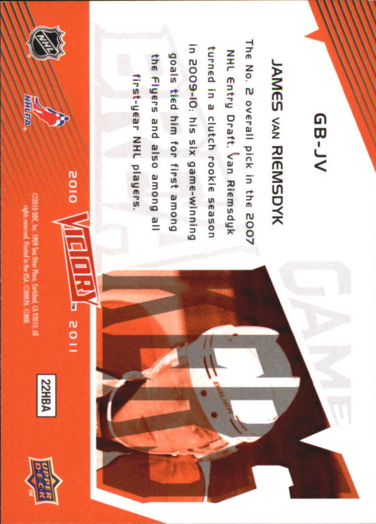 2010-11 Upper Deck Victory Game Breakers #GBJV James van Riemsdyk back image
