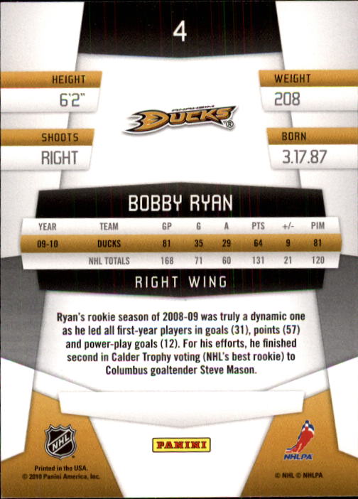 2010-11 Certified #4 Bobby Ryan back image