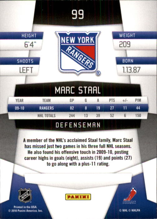 2010-11 Certified #99 Marc Staal back image