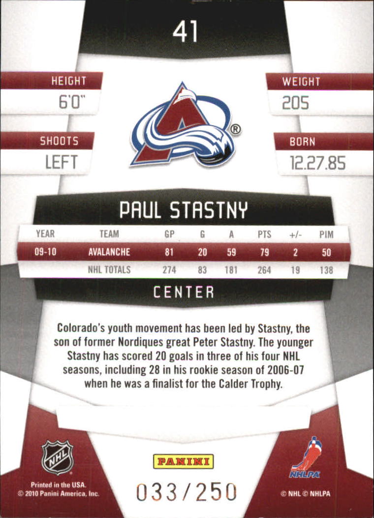 2010-11 Certified Platinum Blue #41 Paul Stastny back image