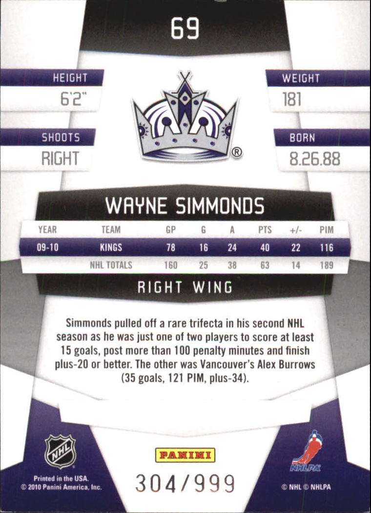 2010-11 Certified Platinum Red #69 Wayne Simmonds back image