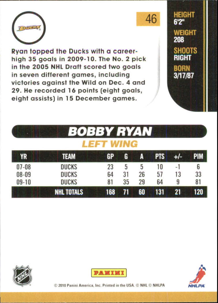 2010-11 Score Glossy #46 Bobby Ryan back image