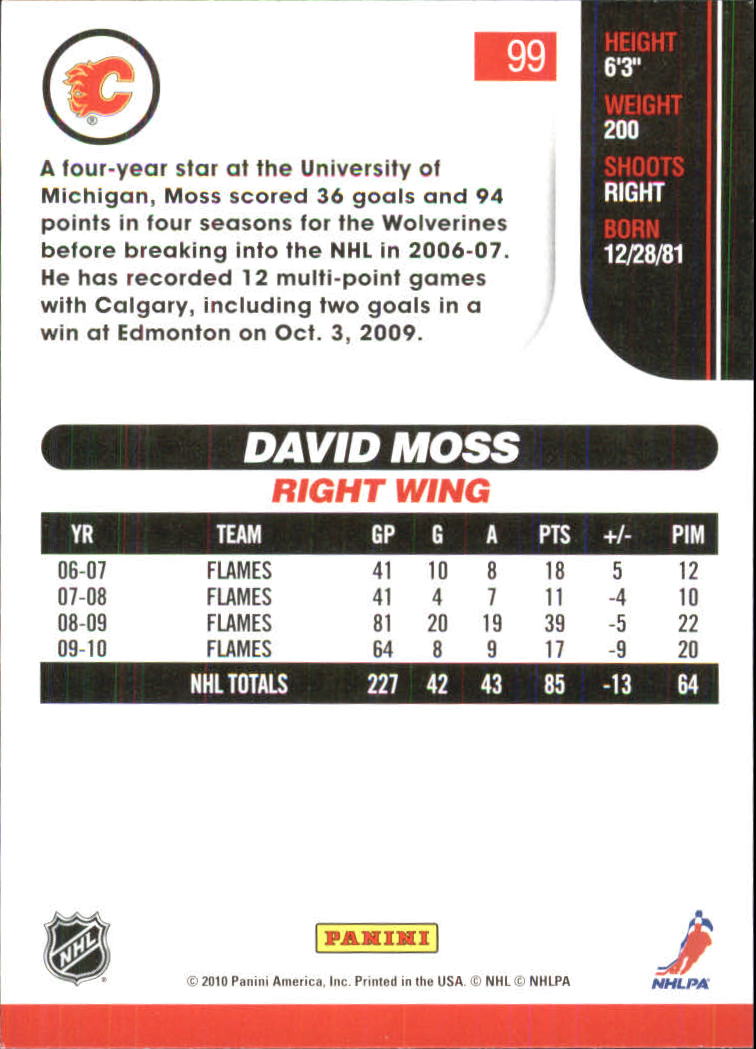 2010-11 Score Glossy #99 David Moss back image