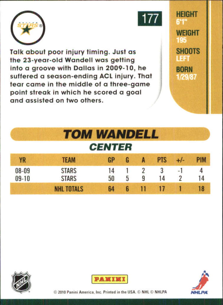 2010-11 Score Glossy #177 Tom Wandell back image