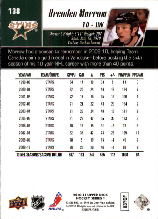 B2495- 2010-11 Upper Deck Hk Cards 1-250 +Rookies -You Pick- 155+ FREE US SHIP - Picture 241 of 369