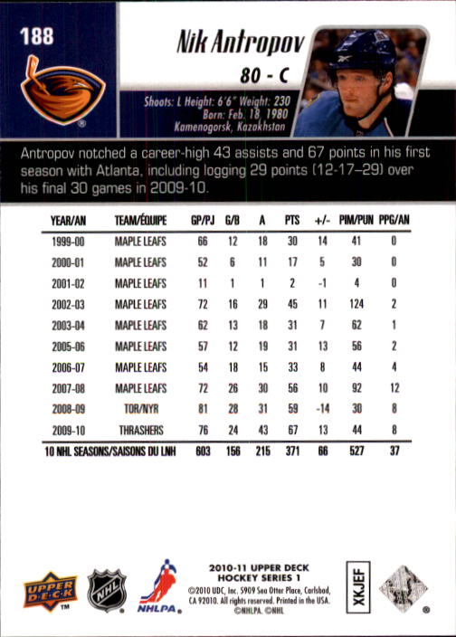 B2495- 2010-11 Upper Deck Hk Cards 1-250 +Rookies -You Pick- 155+ FREE US SHIP - Picture 325 of 369