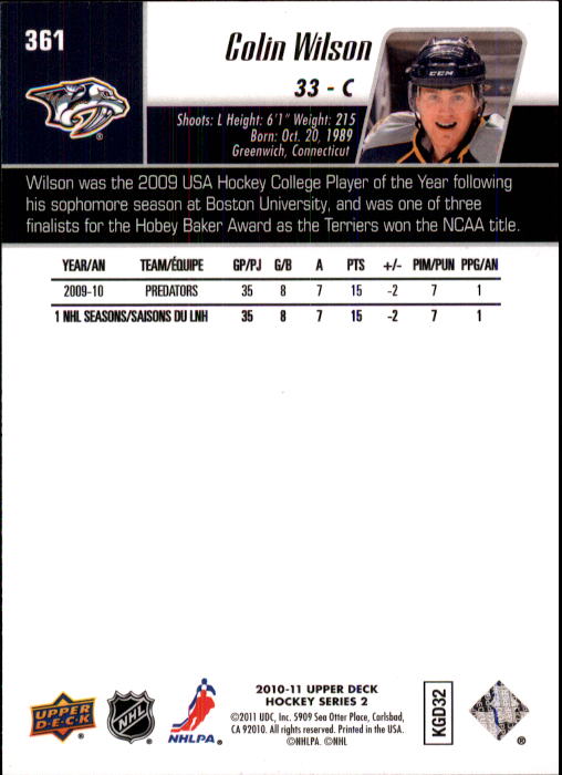 2010-11 Upper Deck Hockey Card Pick (Base) 251-448