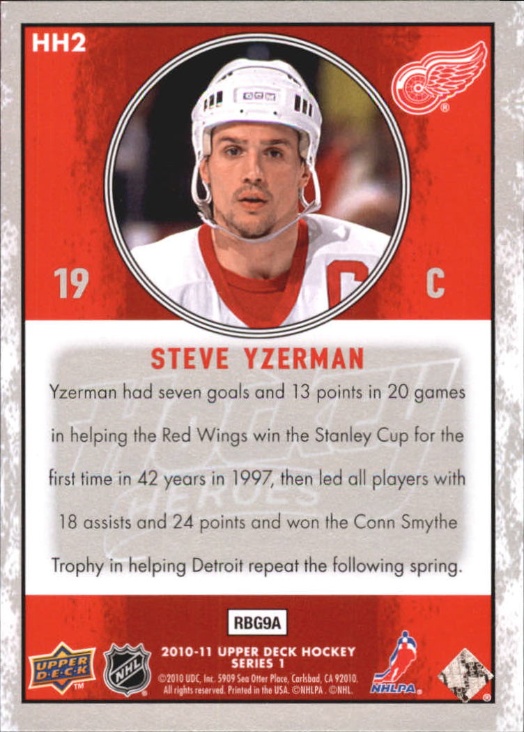2010-11 Upper Deck Hockey Heroes Steve Yzerman #HH2 Steve Yzerman back image