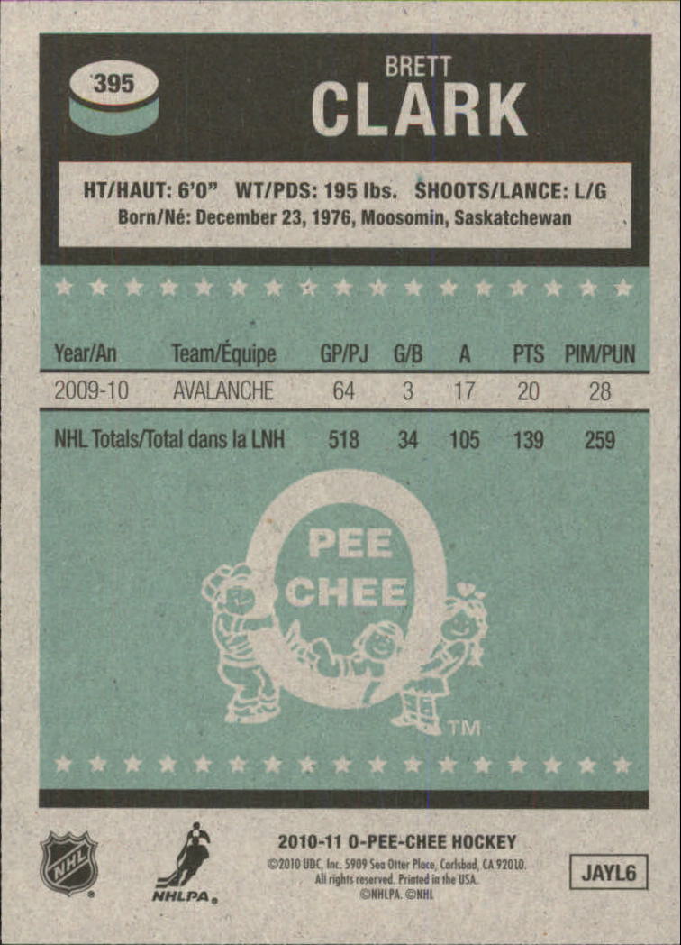 2010-11 O-Pee-Chee Retro #395 Brett Clark back image