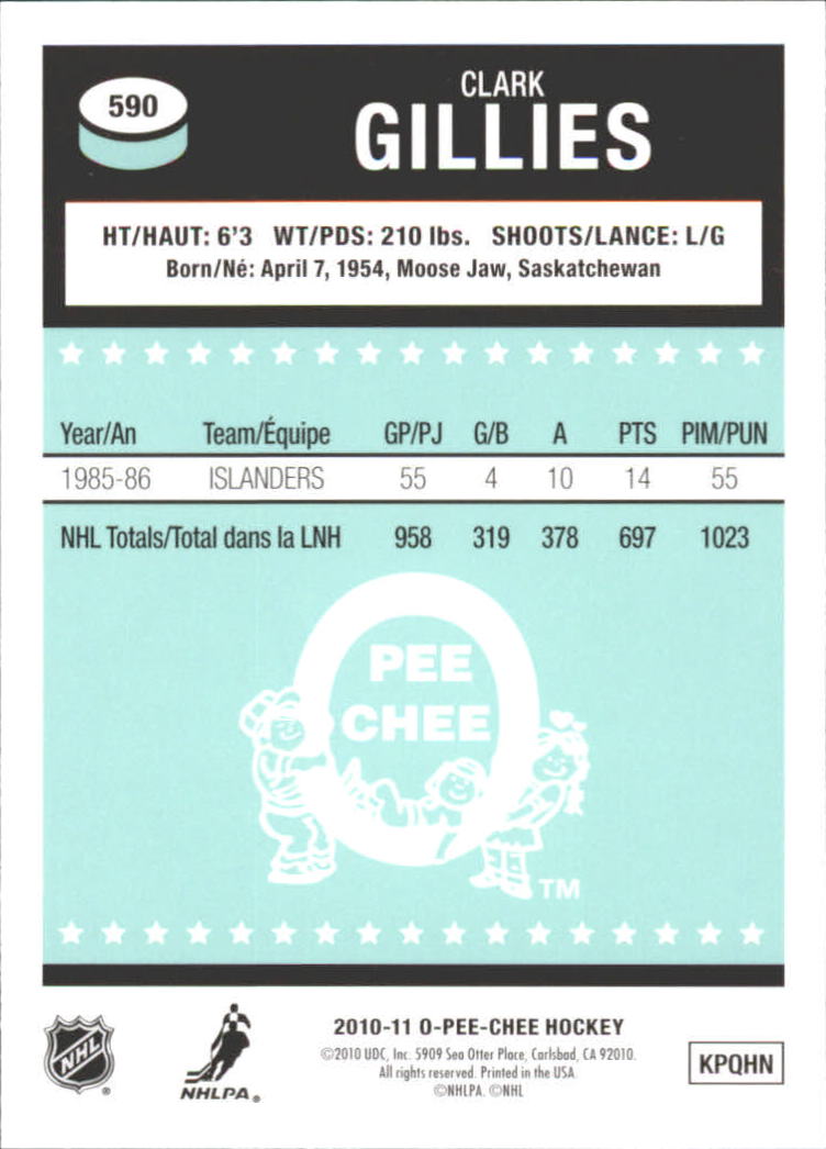 2010-11 O-Pee-Chee Retro Rainbow #590 Clark Gillies L