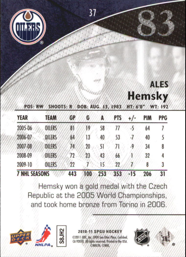 2010-11 SP Game Used #37 Ales Hemsky back image