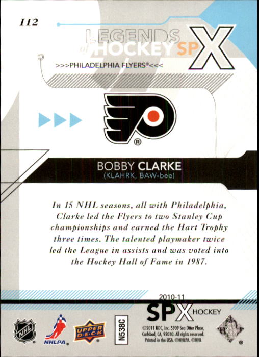 2010-11 SPx #112 Bobby Clarke back image