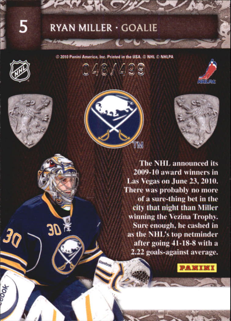 2010-11 Crown Royale Lords of the NHL #5 Ryan Miller back image