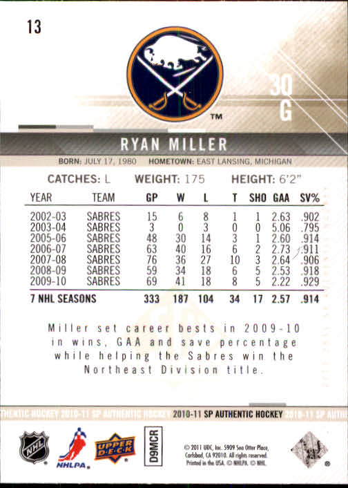 B1588- 2010-11 SP Authentic Hk Cards 1-150 +Inserts -You Pick- 15+ FREE US SHIP - Picture 25 of 355