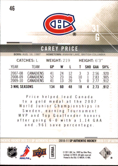B1588- 2010-11 SP Authentic Hk Cards 1-150 +Inserts -You Pick- 15+ FREE US SHIP - Picture 89 of 355