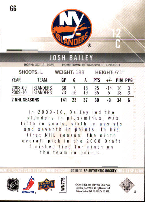 B1588- 2010-11 SP Authentic Hk Cards 1-150 +Inserts -You Pick- 15+ FREE US SHIP - Picture 125 of 355