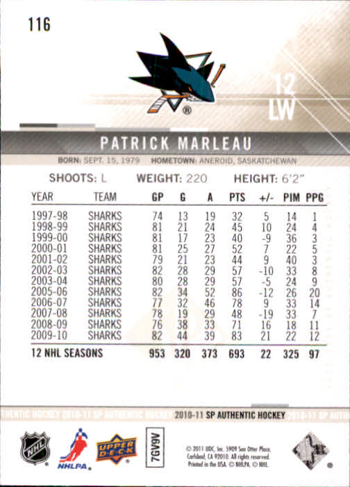 B1588- 2010-11 SP Authentic Hk Cards 1-150 +Inserts -You Pick- 15+ FREE US SHIP - Picture 221 of 355
