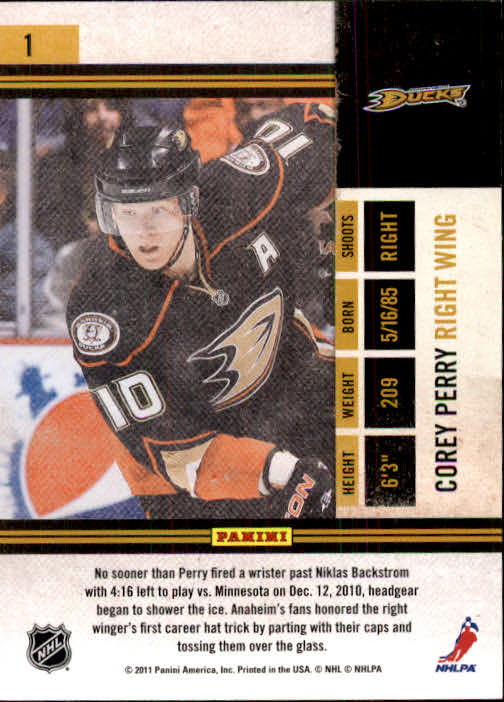2010-11 Playoff Contenders #1 Corey Perry back image