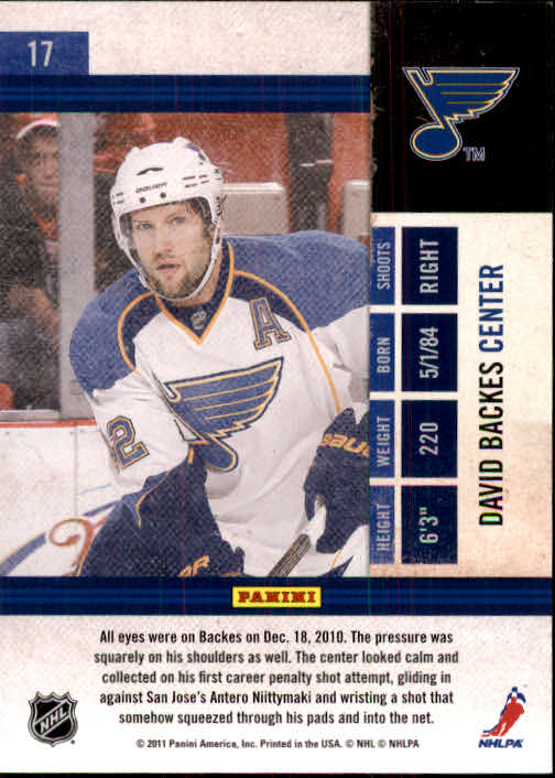 2010-11 Playoff Contenders #17 David Backes back image