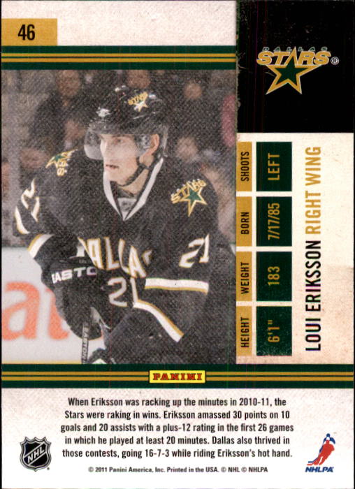 2010-11 Playoff Contenders #46 Loui Eriksson back image