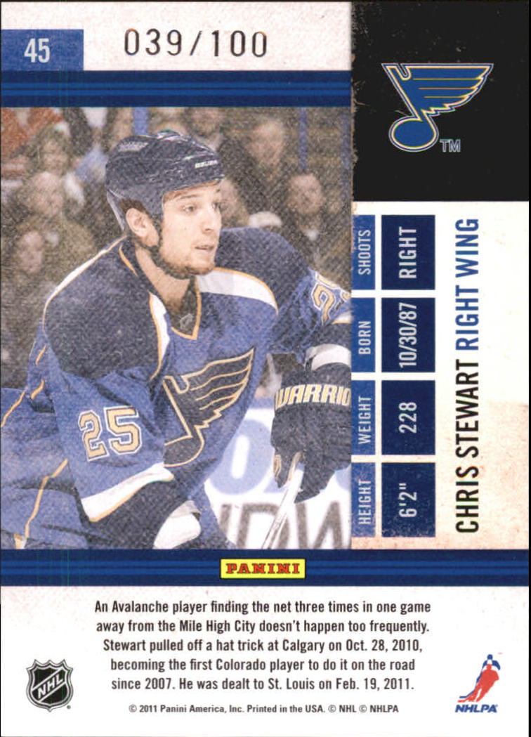 2010-11 Playoff Contenders Playoff Tickets #45 Chris Stewart back image