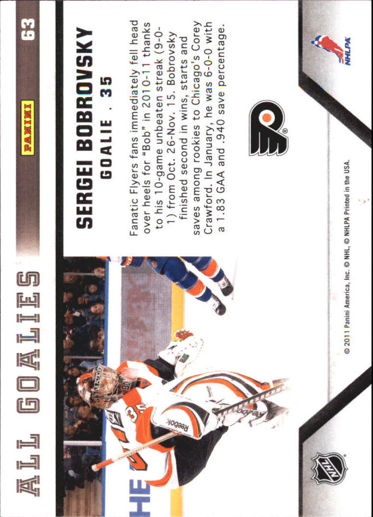 2010-11 Panini All Goalies Up Close #63 Sergei Bobrovsky